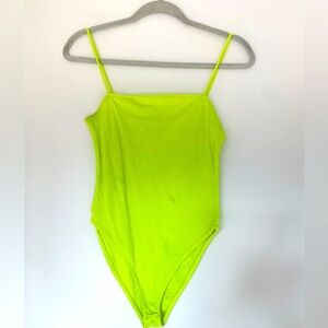 Lime green/yellow ribbed bodysuit